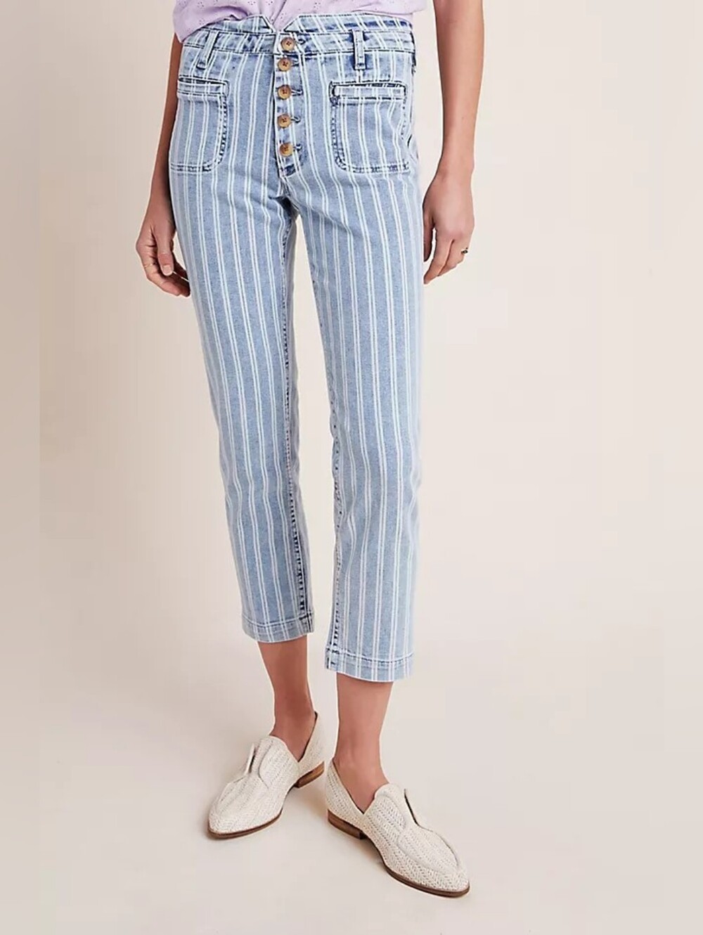 Size 27 Pilcro High-Rise Striped Acid Wash Straight Jeans - Like New!